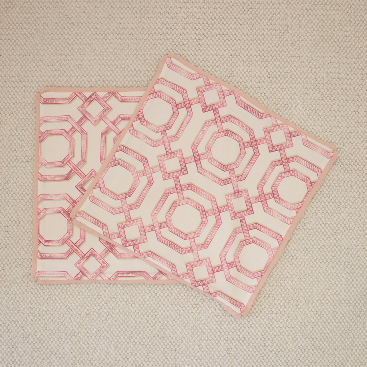 PAIR OF 22" LATTICE PRINT // ROSÉ PINK + BLUSH REVERSE & BUTTERFLY FLANGE