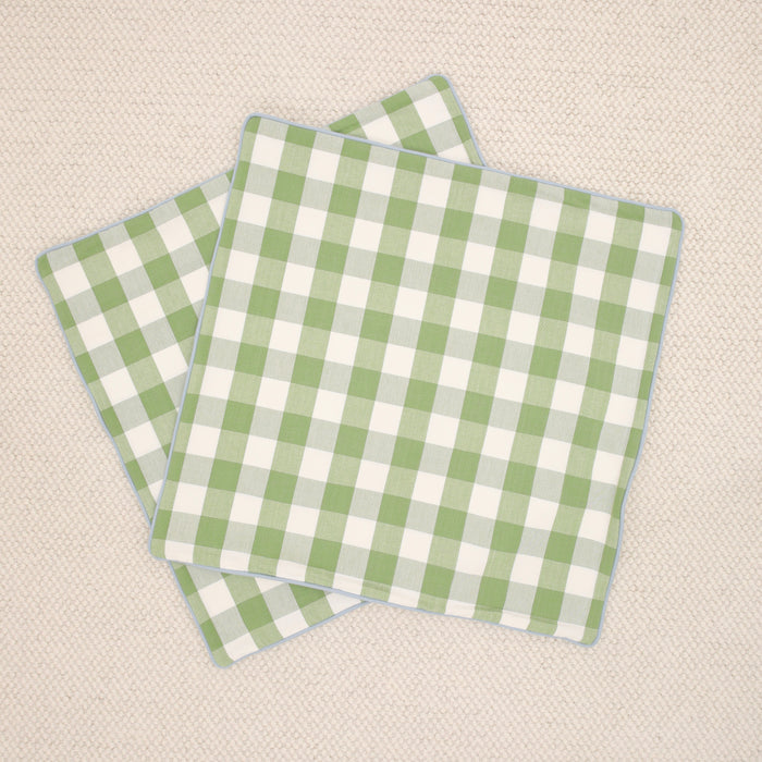 PAIR OF 26" CHARLESTON CHECK // CLOVER + POWDER BLUE CORDING