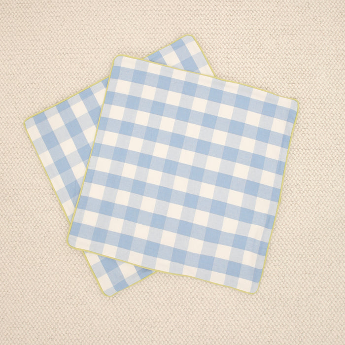 PAIR OF 24" CHARLESTON CHECK // POWDER BLUE + CHARTREUSE REVERSE & CORDING