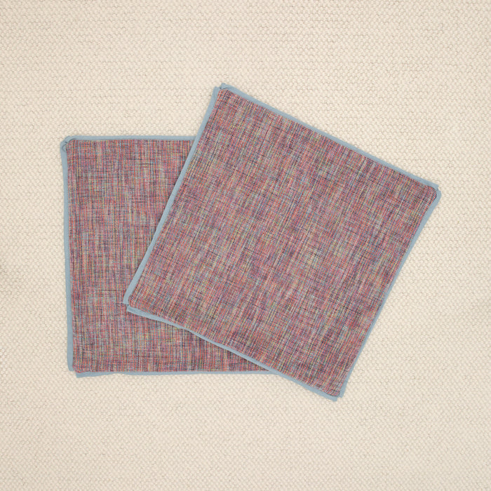 PAIR OF 22" LENNOX CHENILLE // MULTI + HYDRANGEA BLUE REVERSE & BUTTERFLY FLANGE