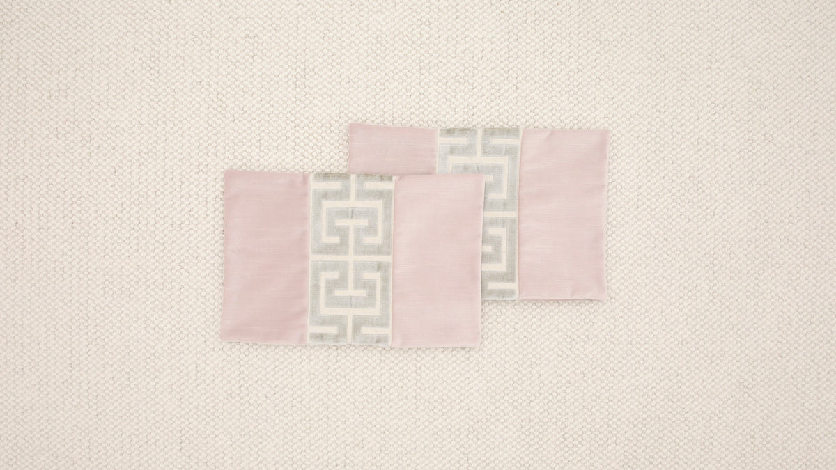 PAIR OF 12" X 18" STRIE VELVET // BALLET + GREEK TRIM // PLATINUM