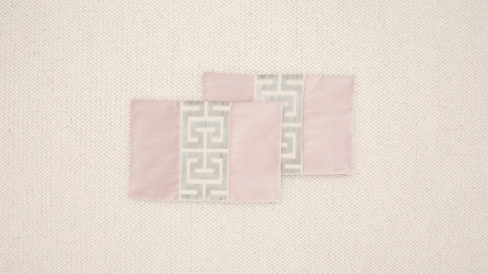 PAIR OF 12" X 18" STRIE VELVET // BALLET + GREEK TRIM // PLATINUM