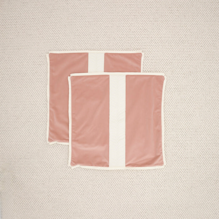 PAIR OF 20" MELROSE VELVET // BLUSH + TRELLIS TRIM // BONE