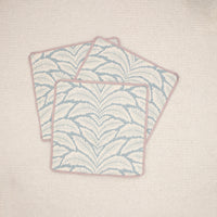 SET OF 3 20" TALAVERA LINEN // AQUA + LILAC REVERSE & BUTTERFLY FLANGE | BRUNSCHWIG & FILS