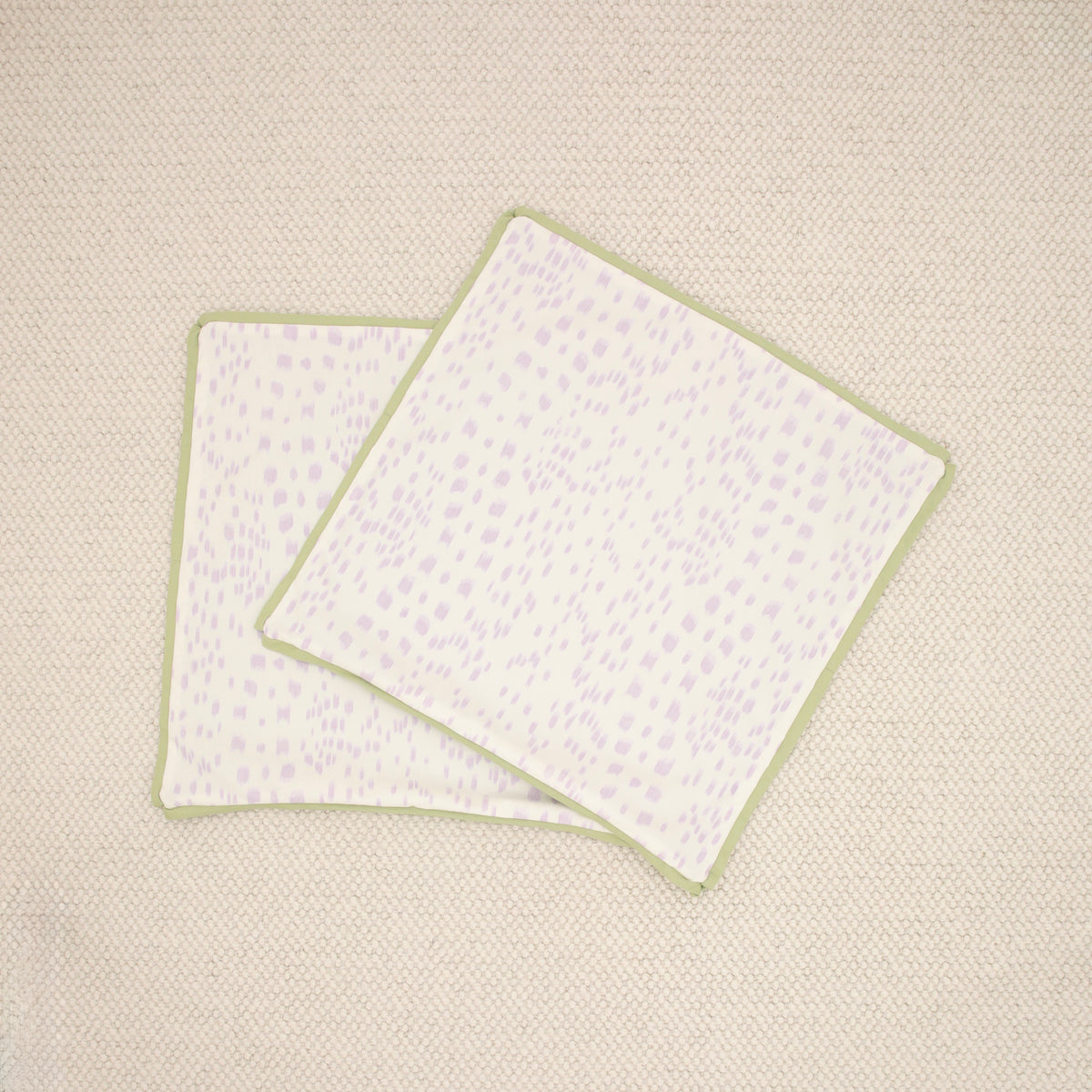 PAIR OF 22" LES TOUCHES // LAVENDER + CELADON REVERSE & BUTTERFLY FLANGE | BRUNSCHWIG & FILS