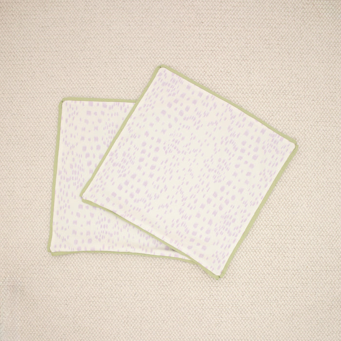 PAIR OF 22" LES TOUCHES // LAVENDER + CELADON REVERSE & BUTTERFLY FLANGE | BRUNSCHWIG & FILS