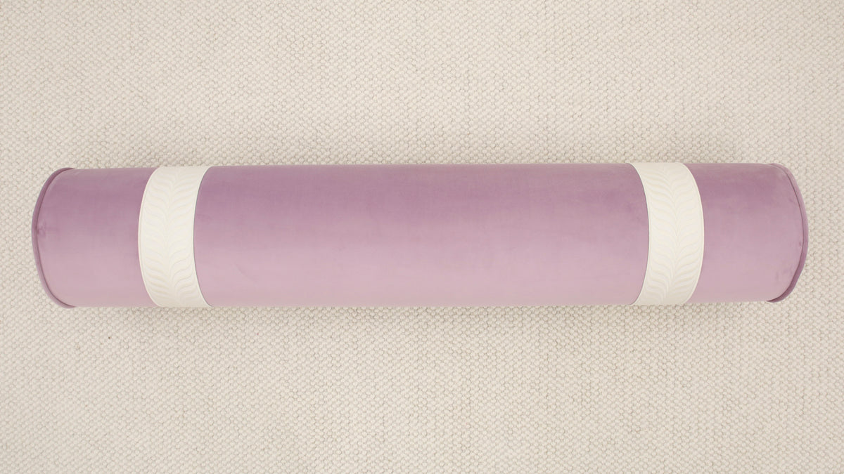 9" X 48" BOLSTER : MELROSE VELVET // LAVENDER + TRELLIS TRIM // BONE [SPRING SALE]