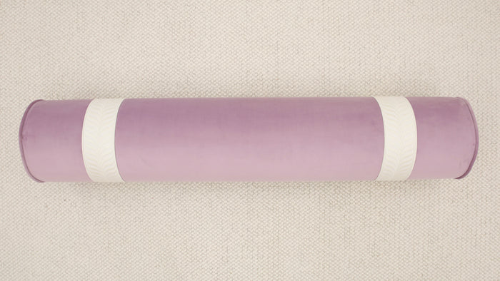 9" X 48" BOLSTER : MELROSE VELVET // LAVENDER + TRELLIS TRIM // BONE [SPRING SALE]