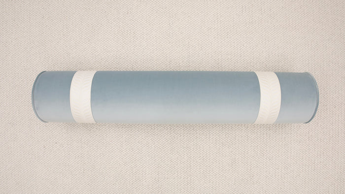 9" X 48" BOLSTER : MELROSE VELVET // CERULEAN BLUE + TRELLIS TRIM // BONE [SPRING SALE]