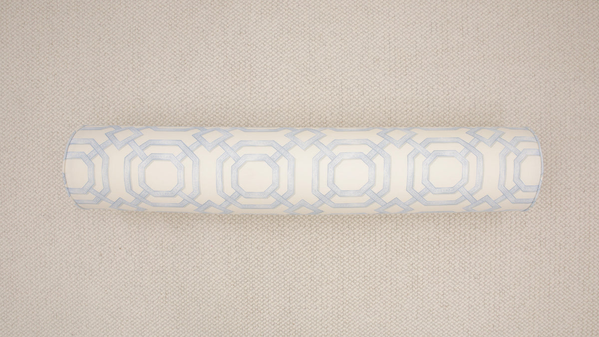9" X 48" BOLSTER : LATTICE PRINT // POWDER BLUE [SPRING SALE]