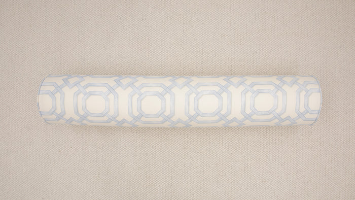 9" X 48" BOLSTER : LATTICE PRINT // POWDER BLUE [SPRING SALE]