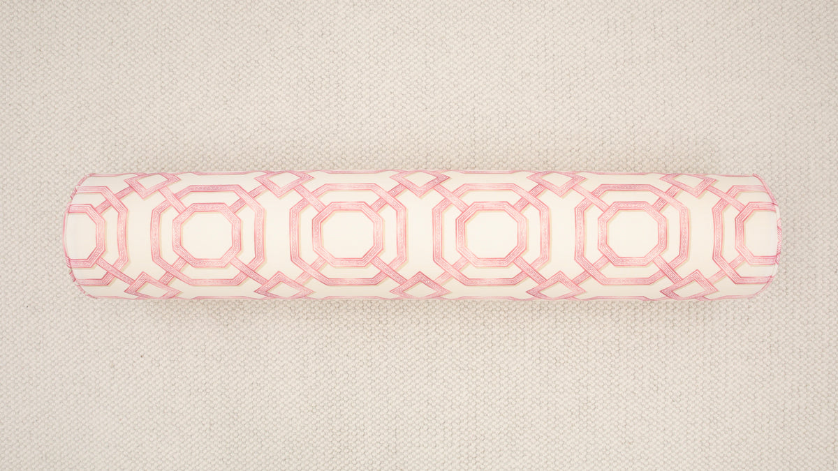 9" X 48" BOLSTER : LATTICE PRINT // ROSE PINK [SPRING SALE]