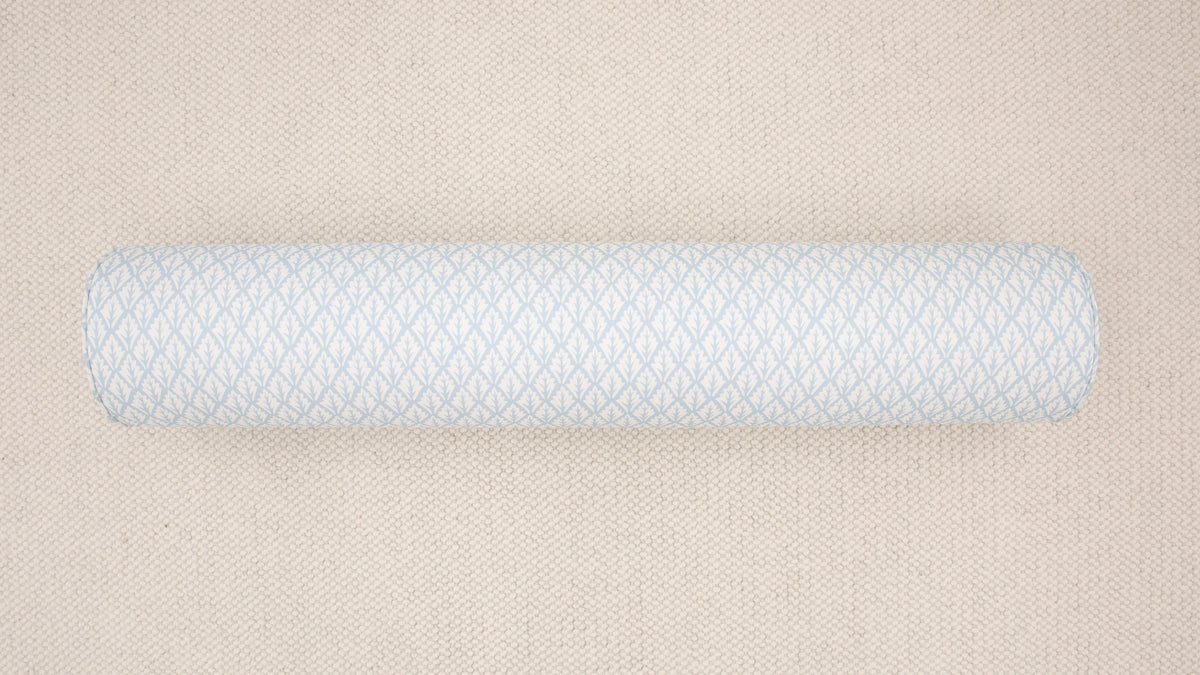9" X 48" BOLSTER : VERBENA PRINT // POWDER BLUE [SPRING SALE]