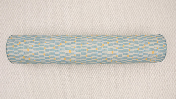 9" X 48" BOLSTER : HASHBLOCKS // KHAKI BLUE | TEIL TEXTILES [SPRING SALE]