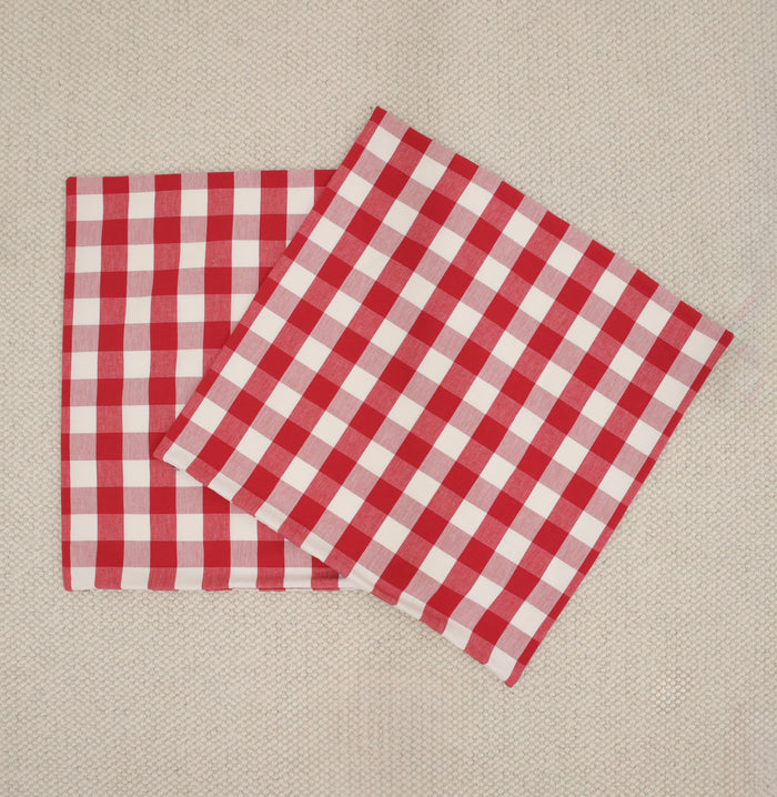PAIR OF 26" X 26" CHARLESTON CHECK // APPLE RED | SUMMER SALE