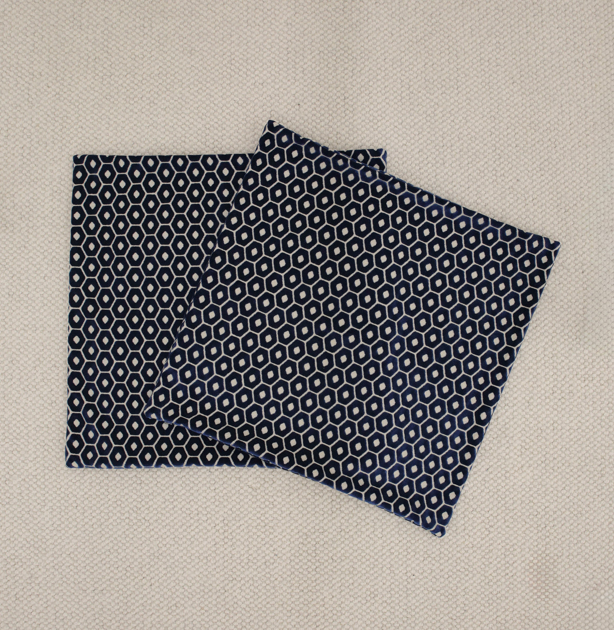 PAIR OF 24" X 24" PALOMA CUT VELVET // NAVY BLUE | SUMMER SALE
