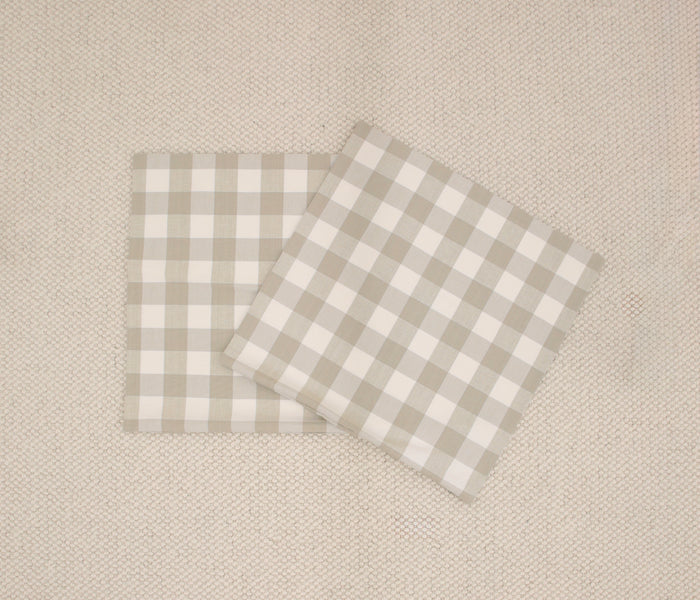 PAIR OF 20" X 20" CHARLESTON CHECK // STONE | SUMMER SALE