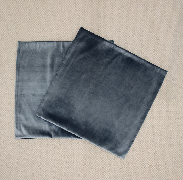 PAIR OF 2 26" X 26" FAUX SILK VELVET // FRENCH BLUE | SUMMER SALE
