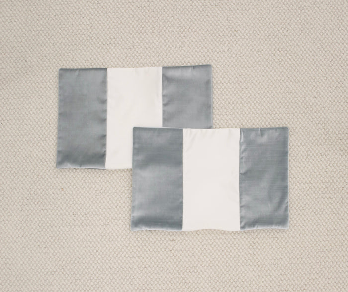 PAIR OF 12" X 18" PANEL : FAUX SILK VELVET // MINERAL + ALABASTER SILK [SUMMER SALE]