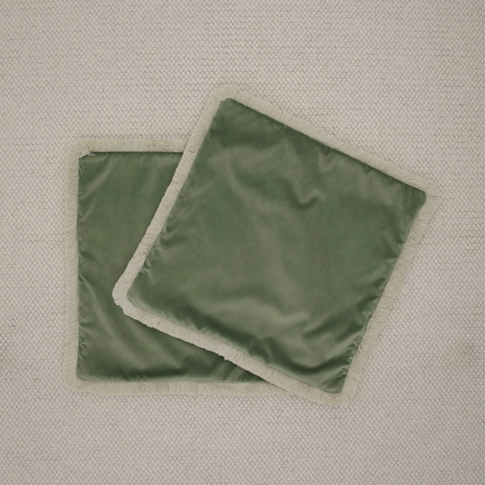 PAIR OF 22" SOCIETY VELVET // EUCALYPTUS + FRINGE