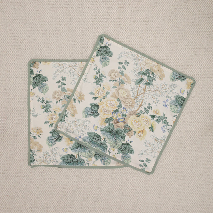 PAIR OF 22" ALTHEA // CITRON + EUCALYPTUS REVERSE & BUTTERFLY FLANGE | LEE JOFA