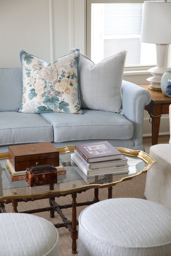 PAIR OF 22" ALTHEA // CITRON + EUCALYPTUS REVERSE & BUTTERFLY FLANGE | LEE JOFA