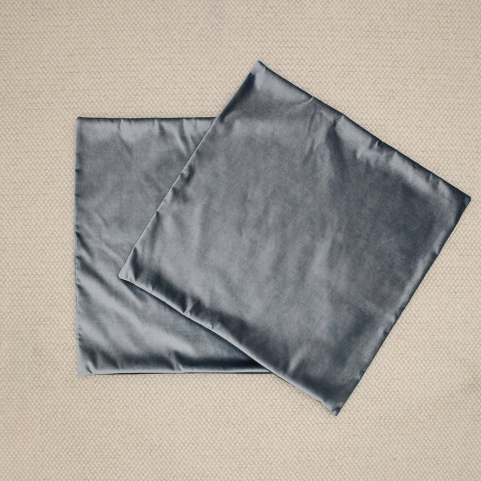PAIR OF 26" FAUX SILK VELVET // CERULEAN