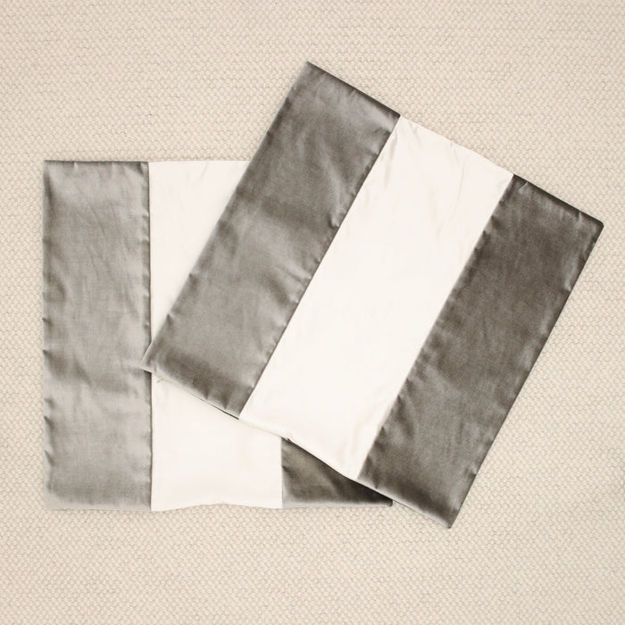 PAIR OF 24" PANEL COLORBLOCK : FAUX SILK VELVET // QUARTZ