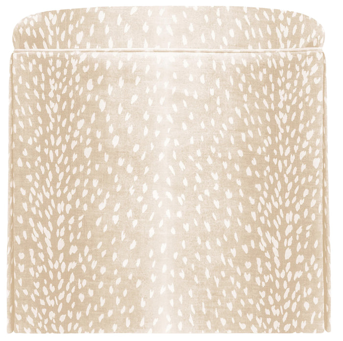 THE SKIRTED OTTOMAN :: ANTELOPE LINEN PRINT // CAMEO