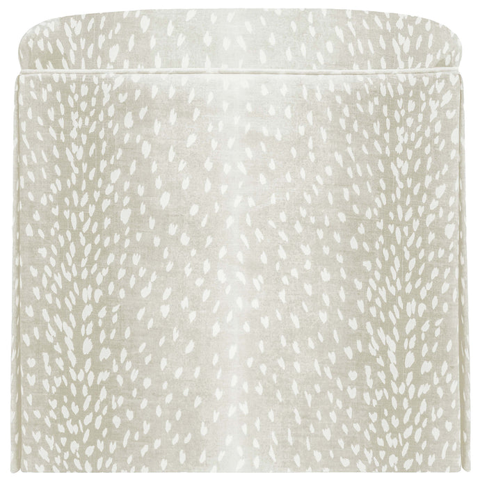 THE SKIRTED OTTOMAN :: ANTELOPE LINEN PRINT // CASHMERE