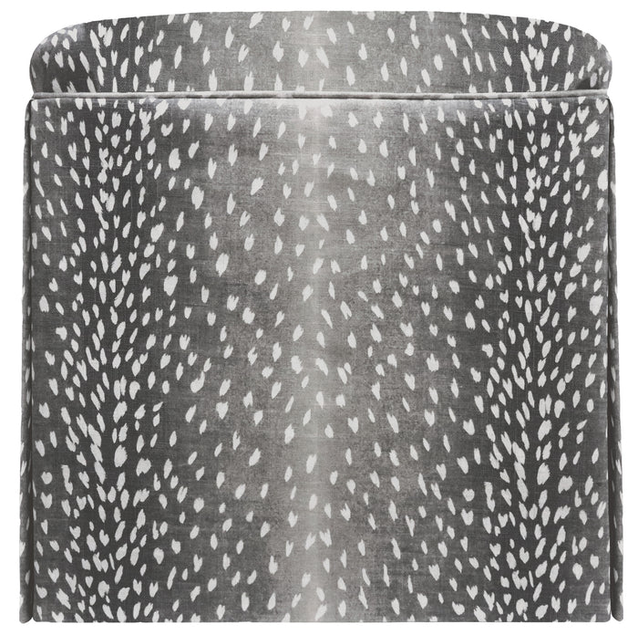 THE SKIRTED OTTOMAN :: ANTELOPE LINEN PRINT // CHARCOAL