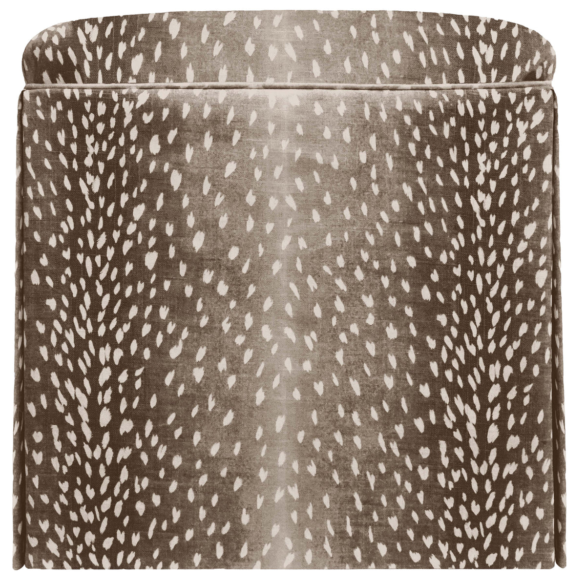 THE SKIRTED OTTOMAN :: ANTELOPE LINEN PRINT // MOCHA