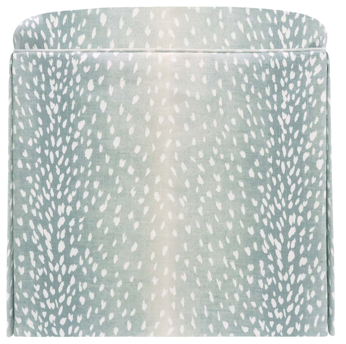 THE SKIRTED OTTOMAN :: ANTELOPE LINEN PRINT // SPA BLUE