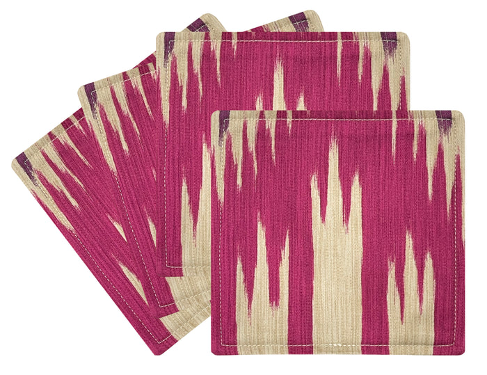 FINAL SALE : COCKTAIL NAPKINS :: BUKHARA IKAT // FUCHSIA