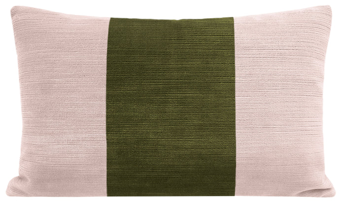 FINAL SALE : PANEL :: 12" X 18" STRIE VELVET // BALLET + OLIVE PILLOW COVER