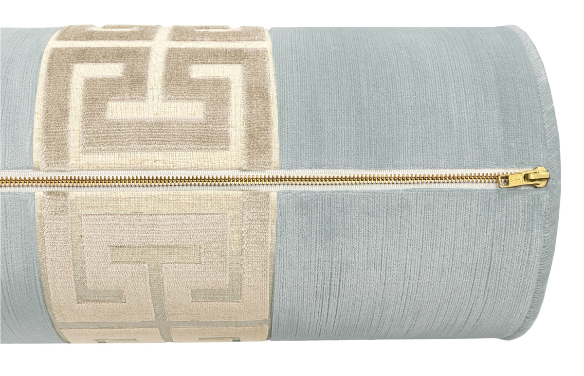 THE BOLSTER :: STRIE VELVET // MIST + GREEK TRIM