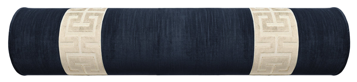 THE BOLSTER :: STRIE VELVET // NAVY BLUE + GREEK TRIM