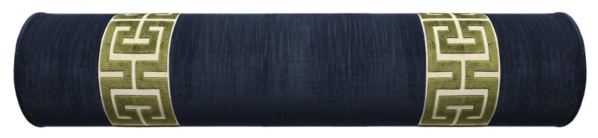 THE BOLSTER :: STRIE VELVET // NAVY BLUE + GREEK TRIM