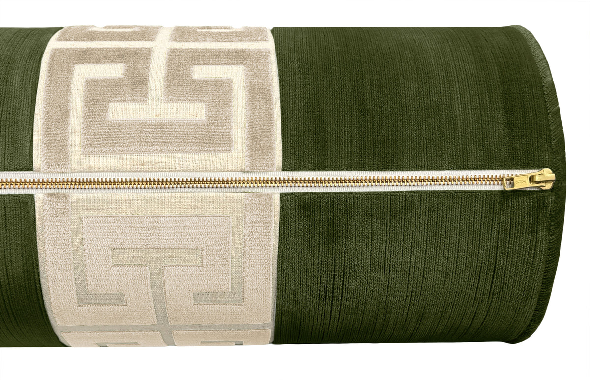 THE BOLSTER :: STRIE VELVET // OLIVE + GREEK TRIM