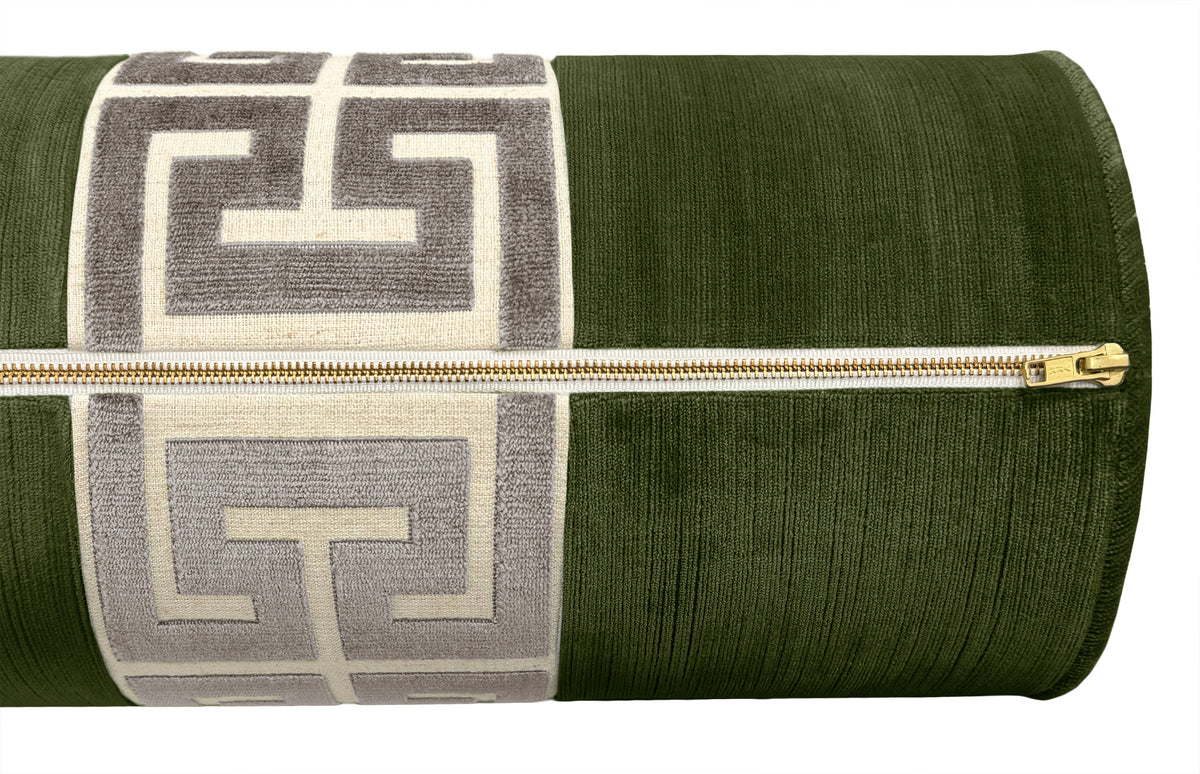 THE BOLSTER :: STRIE VELVET // OLIVE + GREEK TRIM