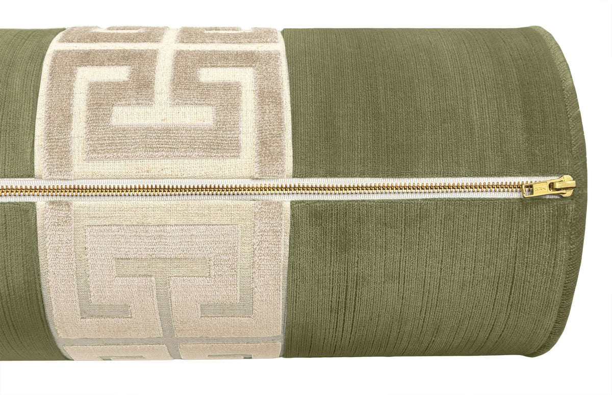 THE BOLSTER :: STRIE VELVET // SPANISH MOSS + GREEK TRIM