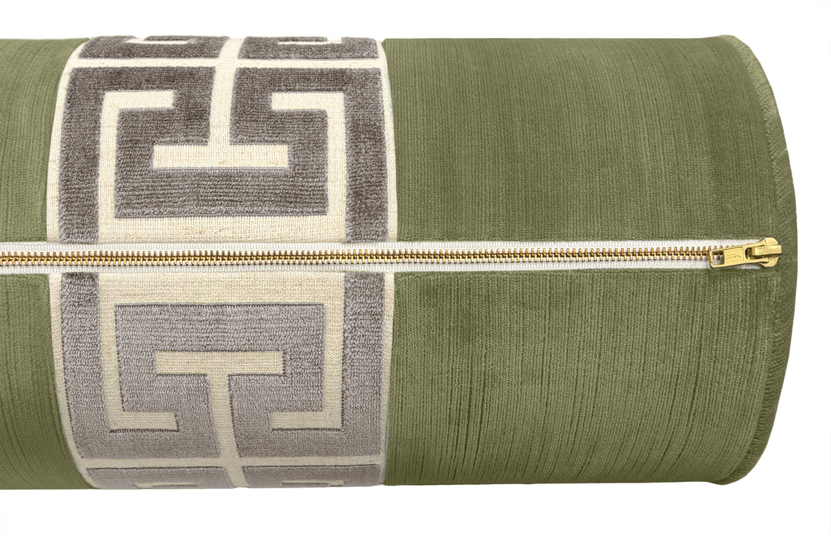 THE BOLSTER :: STRIE VELVET // SPANISH MOSS + GREEK TRIM