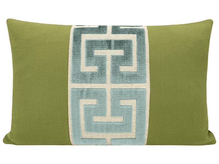 THE LITTLE LUMBAR :: CLASSIC LINEN // OLIVE + TURKISH BLUE GREEK TRIM