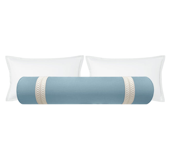 THE BOLSTER :: CLASSIC LINEN // HYDRANGEA BLUE + TRELLIS TRIM // NATURAL