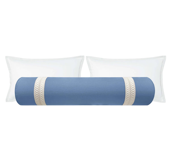 THE BOLSTER :: CLASSIC LINEN // CALYPSO BLUE + TRELLIS TRIM // NATURAL