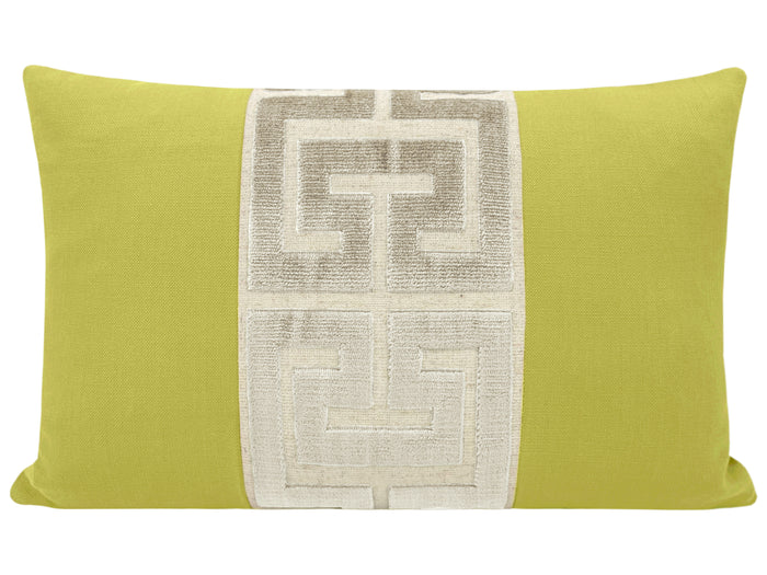 THE LITTLE LUMBAR :: CLASSIC LINEN // CHARTREUSE + CASHMERE GREEK TRIM