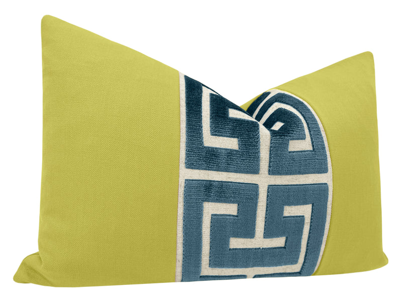 THE LITTLE LUMBAR :: CLASSIC LINEN // CHARTREUSE + NAVY GREEK TRIM