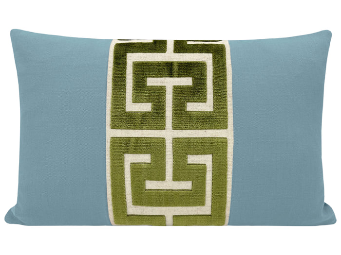 THE LITTLE LUMBAR :: CLASSIC LINEN // HYDRANGEA BLUE + OLIVE GREEK TRIM