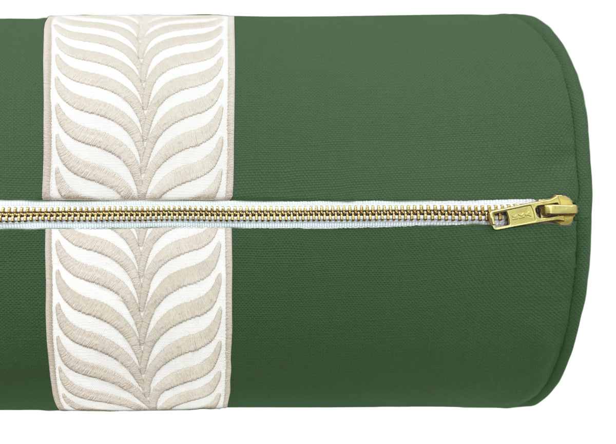 THE BOLSTER :: CLASSIC LINEN // BASIL + TRELLIS TRIM // NATURAL