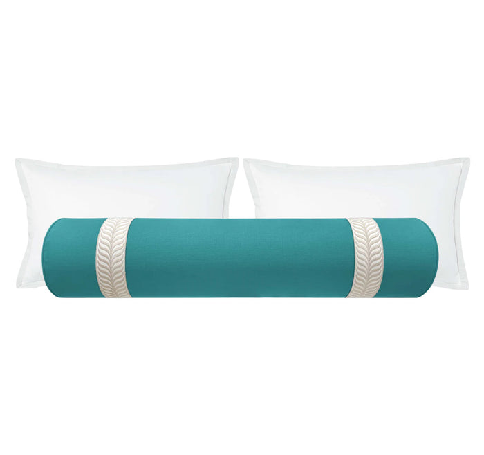 THE BOLSTER :: CLASSIC LINEN // PEACOCK + TRELLIS TRIM // NATURAL